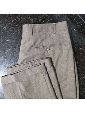 Vintage Ralph Lauren Dress Pant Trousers Slacks Houndstooth 36x32 Pleated Cuffed